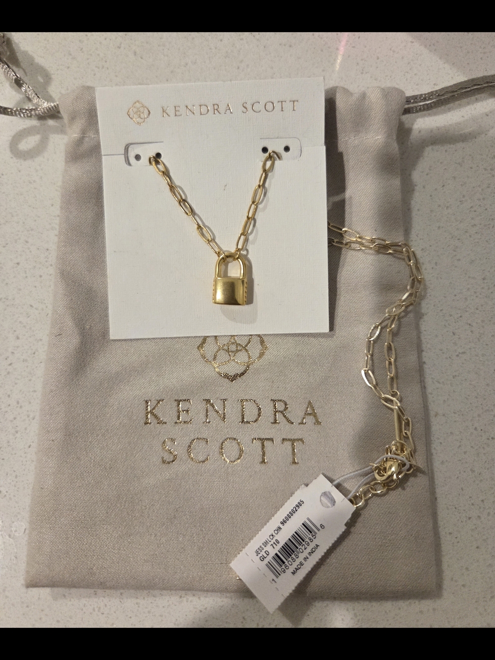 Kendra Scott Gold Padlock Paperclip Necklace